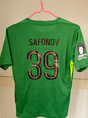 Maillot Gardien Extérieur Vert Enfant Safonov PSG 25/26 (Badge UCL)